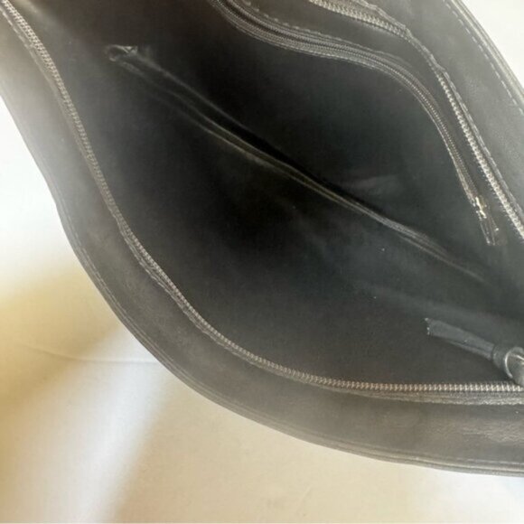 Vintage 80s Intrecciato Leather Suede Woven Large Clutch Bag Zip black Italy Tie - Picture 7 of 16